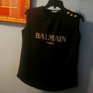 Balmain Paris Sleeveless Tank Top Black Medium
